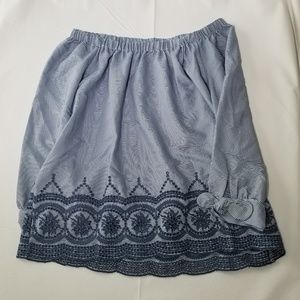 Blouse - Skyblue Off-Shoulder Ties on Sleeves